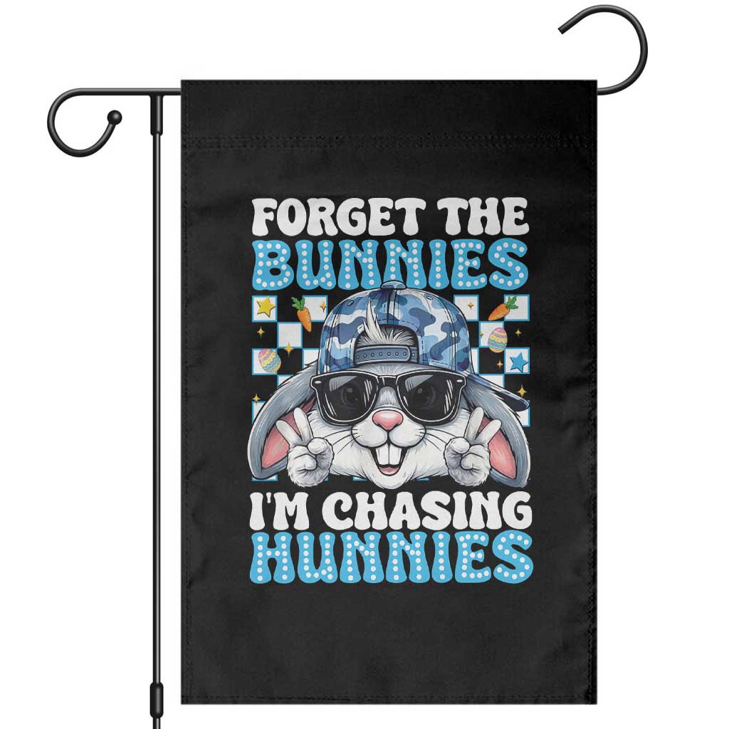 Funny Easter Bunny Forget the Bunnies I’m Chasing Hunnies Garden Flag Cool Rabbit with Sunglasses & Hat Humor