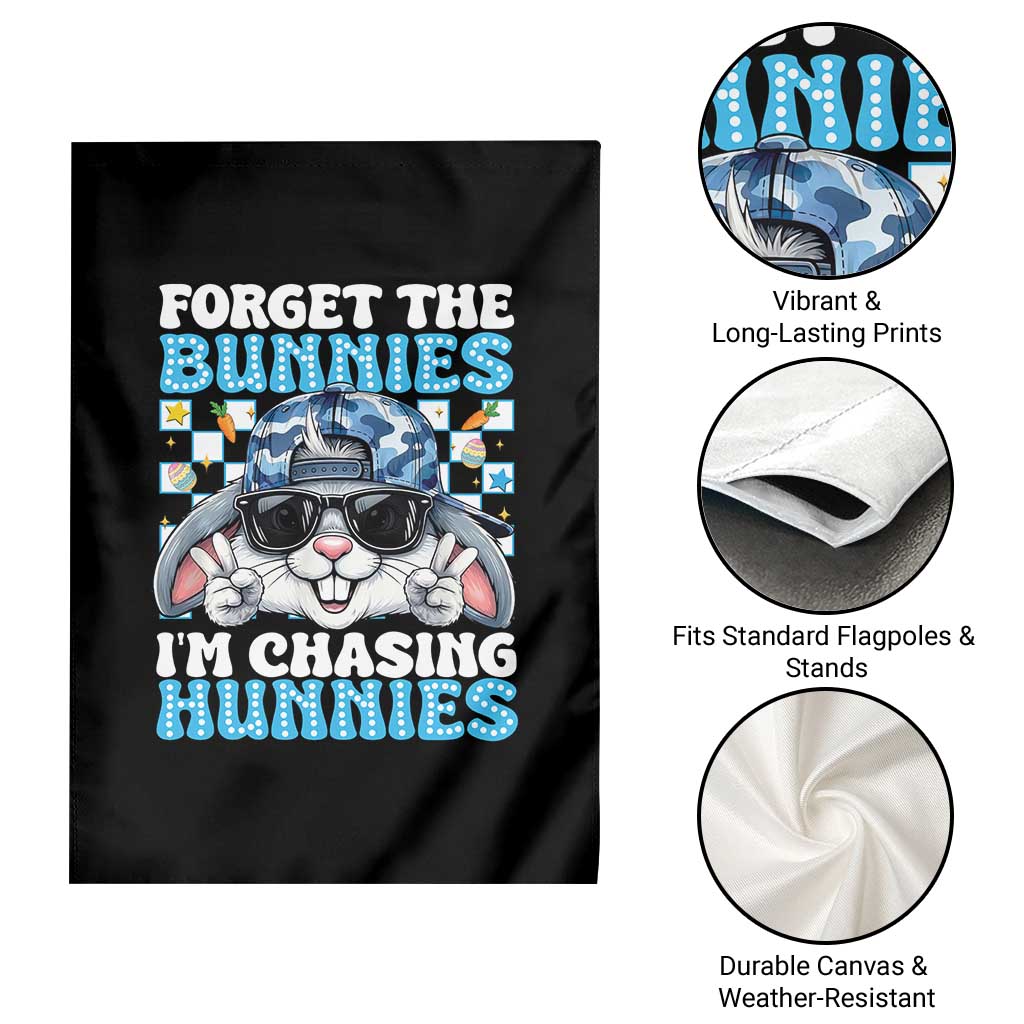 Funny Easter Bunny Forget the Bunnies I’m Chasing Hunnies Garden Flag Cool Rabbit with Sunglasses & Hat Humor