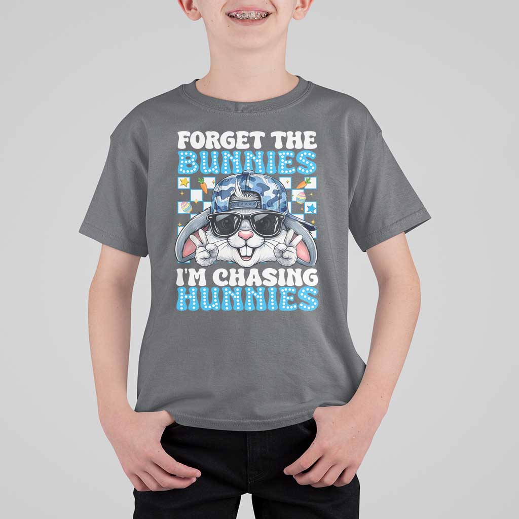 Funny Easter Bunny Forget the Bunnies I’m Chasing Hunnies T Shirt For Kid Cool Rabbit with Sunglasses & Hat Humor