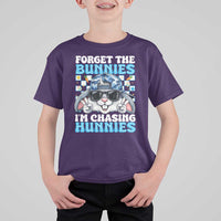 Funny Easter Bunny Forget the Bunnies I’m Chasing Hunnies T Shirt For Kid Cool Rabbit with Sunglasses & Hat Humor