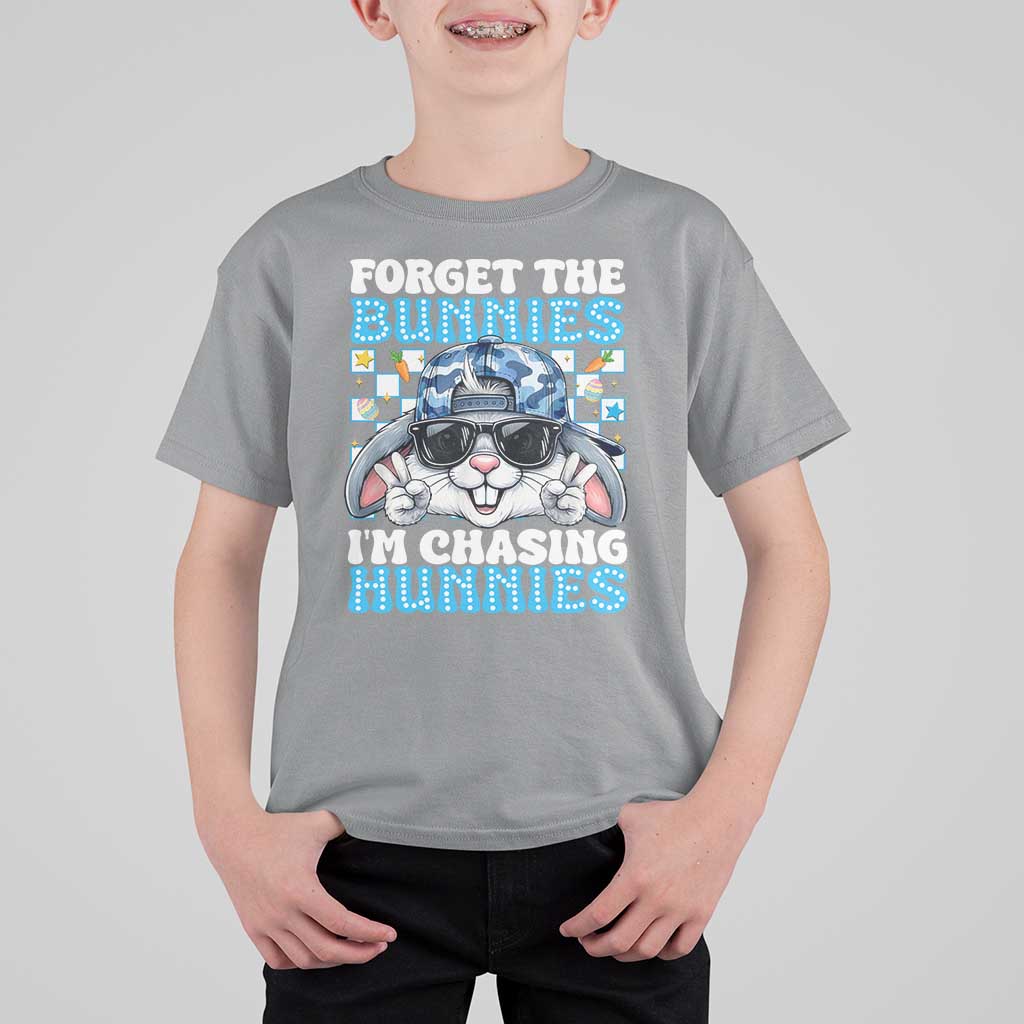 Funny Easter Bunny Forget the Bunnies I’m Chasing Hunnies T Shirt For Kid Cool Rabbit with Sunglasses & Hat Humor