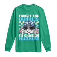 Funny Easter Bunny Forget the Bunnies I’m Chasing Hunnies Long Sleeve Shirt Cool Rabbit with Sunglasses & Hat Humor