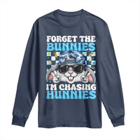 Funny Easter Bunny Forget the Bunnies I’m Chasing Hunnies Long Sleeve Shirt Cool Rabbit with Sunglasses & Hat Humor