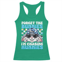 Funny Easter Bunny Forget the Bunnies I’m Chasing Hunnies Racerback Tank Top Cool Rabbit with Sunglasses & Hat Humor