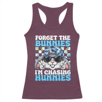 Funny Easter Bunny Forget the Bunnies I’m Chasing Hunnies Racerback Tank Top Cool Rabbit with Sunglasses & Hat Humor