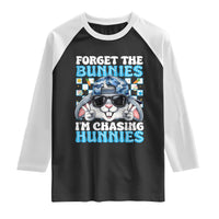 Funny Easter Bunny Forget the Bunnies I’m Chasing Hunnies Raglan Shirt Cool Rabbit with Sunglasses & Hat Humor