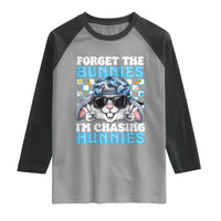 Funny Easter Bunny Forget the Bunnies I’m Chasing Hunnies Raglan Shirt Cool Rabbit with Sunglasses & Hat Humor