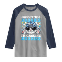 Funny Easter Bunny Forget the Bunnies I’m Chasing Hunnies Raglan Shirt Cool Rabbit with Sunglasses & Hat Humor