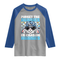 Funny Easter Bunny Forget the Bunnies I’m Chasing Hunnies Raglan Shirt Cool Rabbit with Sunglasses & Hat Humor