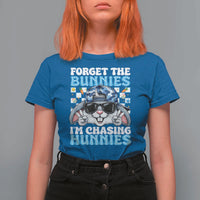 Funny Easter Bunny Forget the Bunnies I’m Chasing Hunnies T Shirt For Women Cool Rabbit with Sunglasses & Hat Humor
