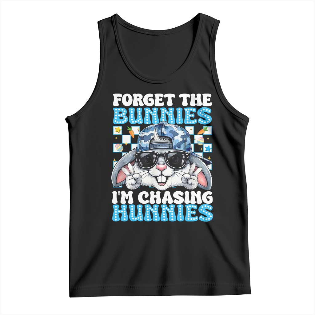 Funny Easter Bunny Forget the Bunnies I’m Chasing Hunnies Tank Top Cool Rabbit with Sunglasses & Hat Humor