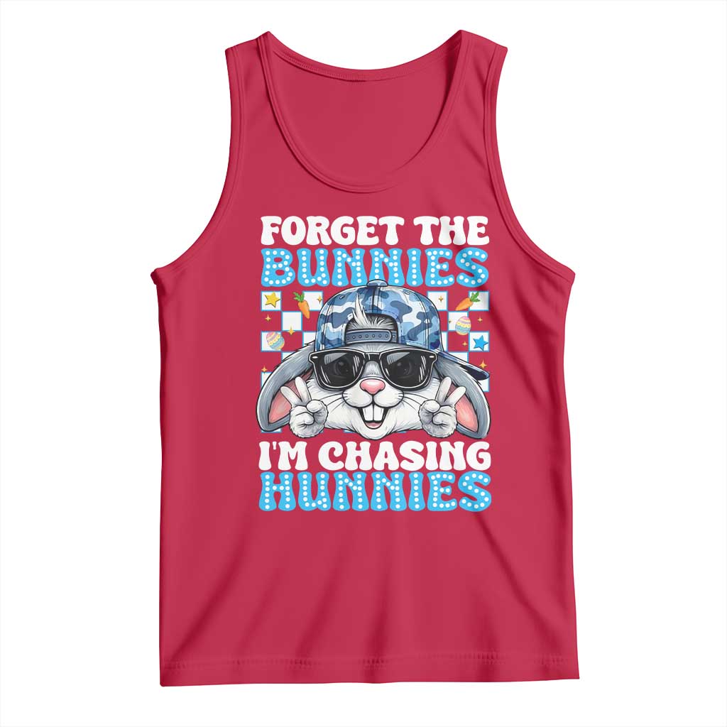Funny Easter Bunny Forget the Bunnies I’m Chasing Hunnies Tank Top Cool Rabbit with Sunglasses & Hat Humor