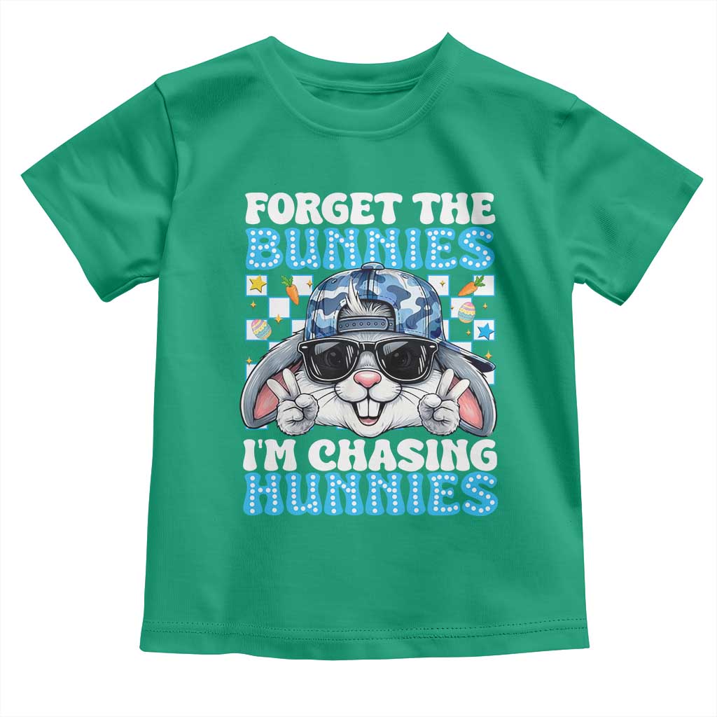Funny Easter Bunny Forget the Bunnies I’m Chasing Hunnies Toddler T Shirt Cool Rabbit with Sunglasses & Hat Humor