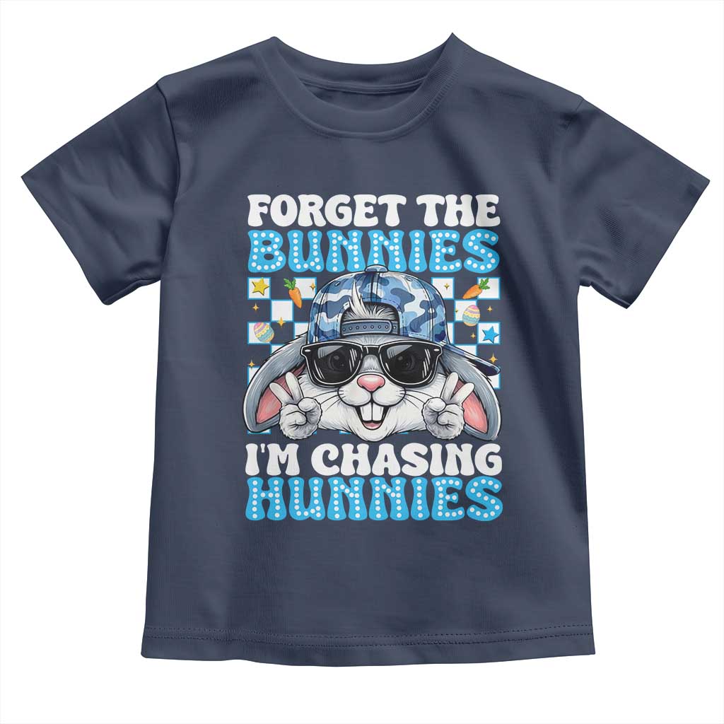 Funny Easter Bunny Forget the Bunnies I’m Chasing Hunnies Toddler T Shirt Cool Rabbit with Sunglasses & Hat Humor