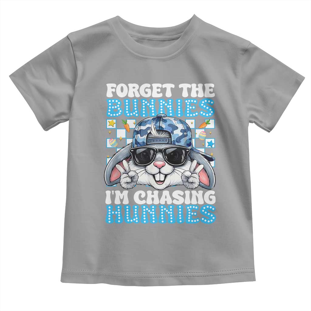Funny Easter Bunny Forget the Bunnies I’m Chasing Hunnies Toddler T Shirt Cool Rabbit with Sunglasses & Hat Humor