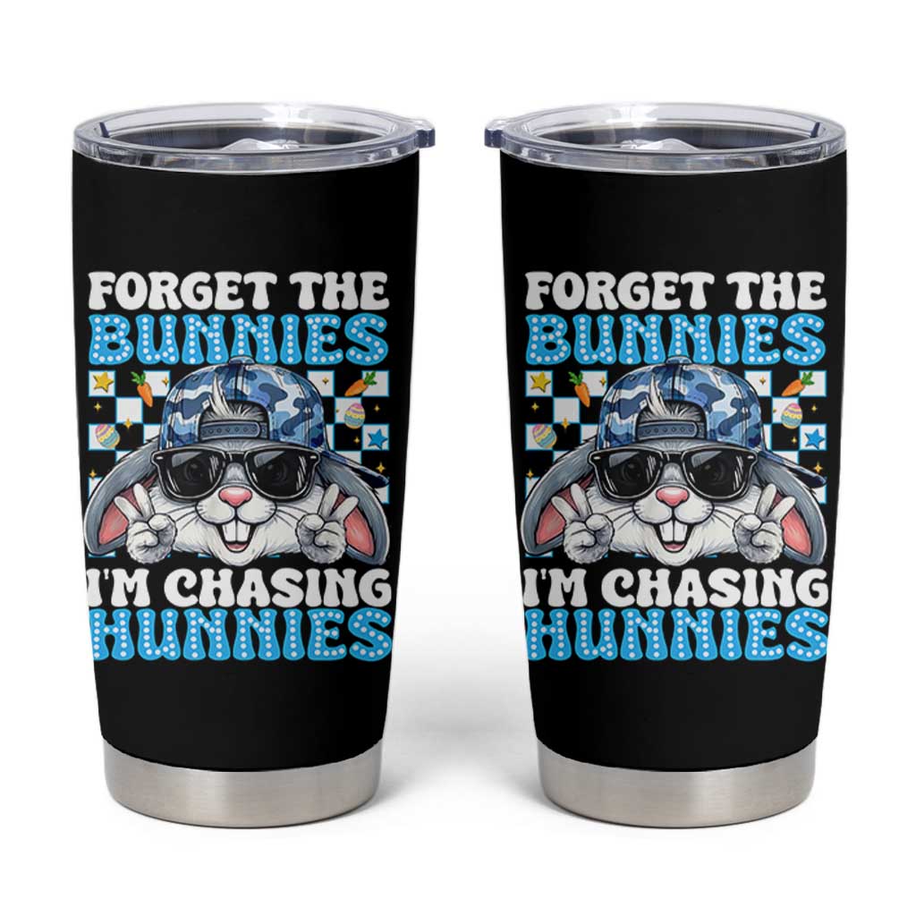 Funny Easter Bunny Forget the Bunnies I’m Chasing Hunnies Tumbler Cup Cool Rabbit with Sunglasses & Hat Humor