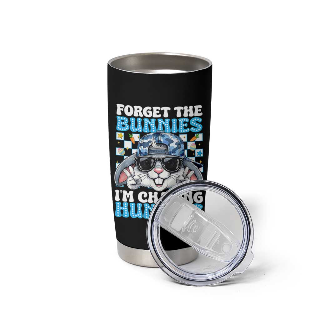 Funny Easter Bunny Forget the Bunnies I’m Chasing Hunnies Tumbler Cup Cool Rabbit with Sunglasses & Hat Humor