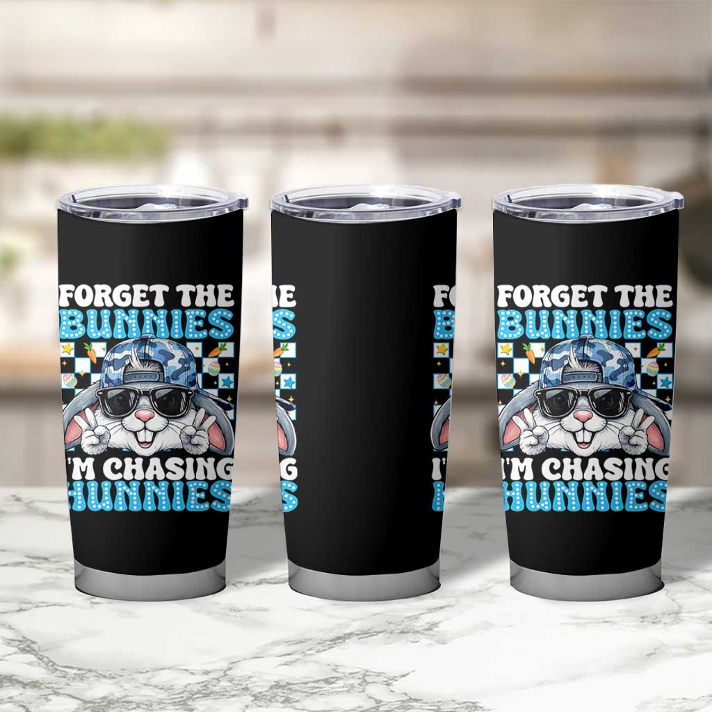 Funny Easter Bunny Forget the Bunnies I’m Chasing Hunnies Tumbler Cup Cool Rabbit with Sunglasses & Hat Humor