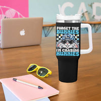 Funny Easter Bunny Forget the Bunnies I’m Chasing Hunnies Tumbler With Handle Cool Rabbit with Sunglasses & Hat Humor