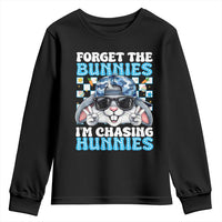 Funny Easter Bunny Forget the Bunnies I’m Chasing Hunnies Youth Sweatshirt Cool Rabbit with Sunglasses & Hat Humor