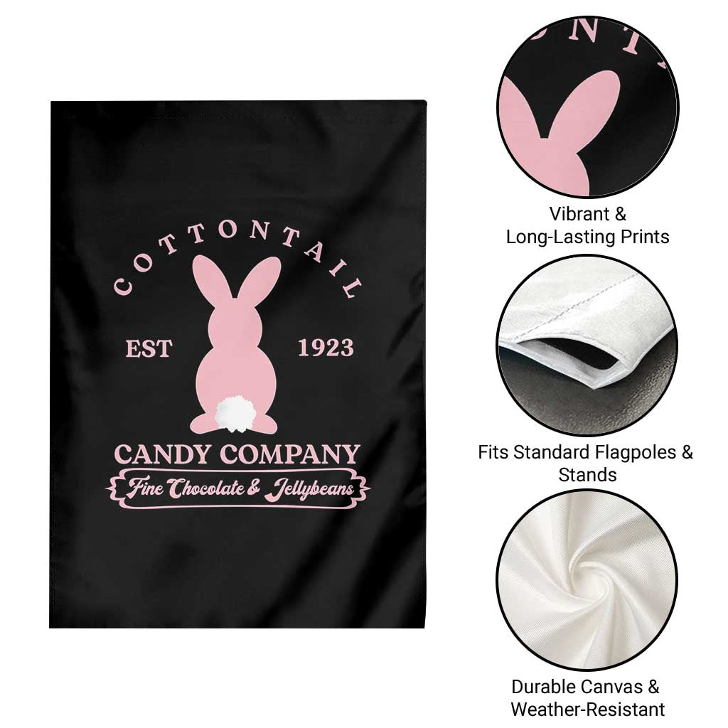 Cottontail Candy Company Vintage Easter Bunny Garden Flag Retro Chocolate and Jellybeans Spring Lovers