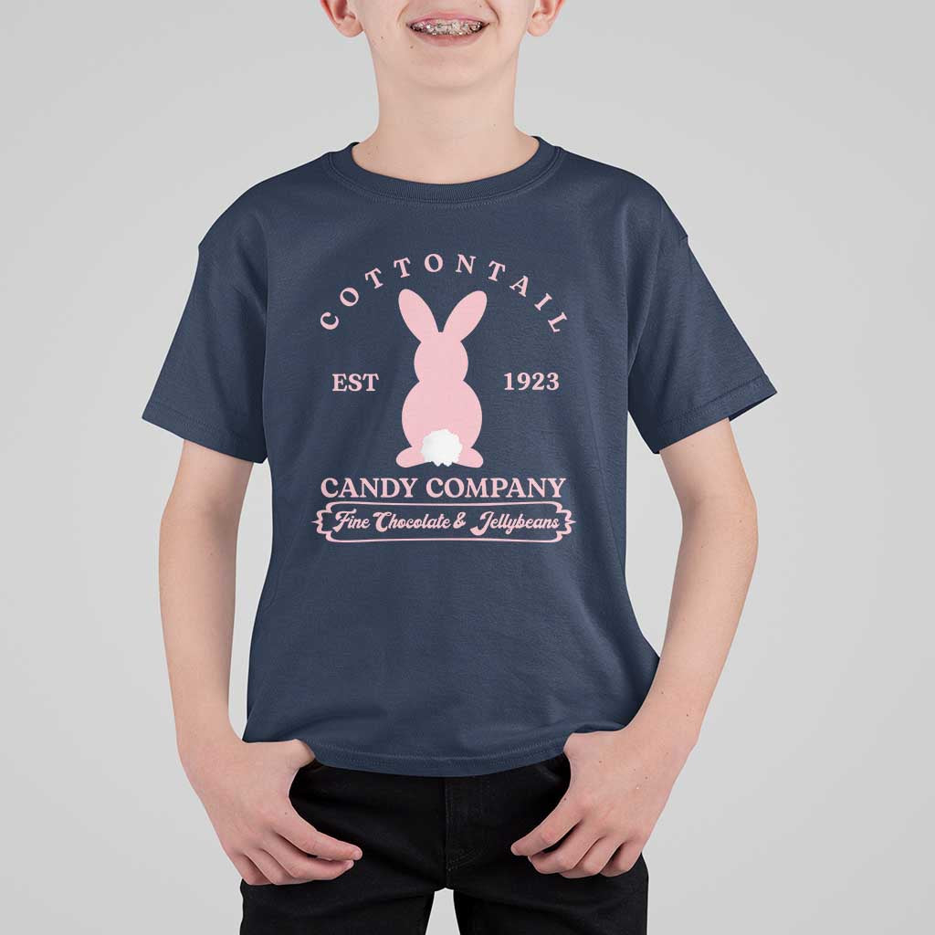Cottontail Candy Company Vintage Easter Bunny T Shirt For Kid Retro Chocolate and Jellybeans Spring Lovers