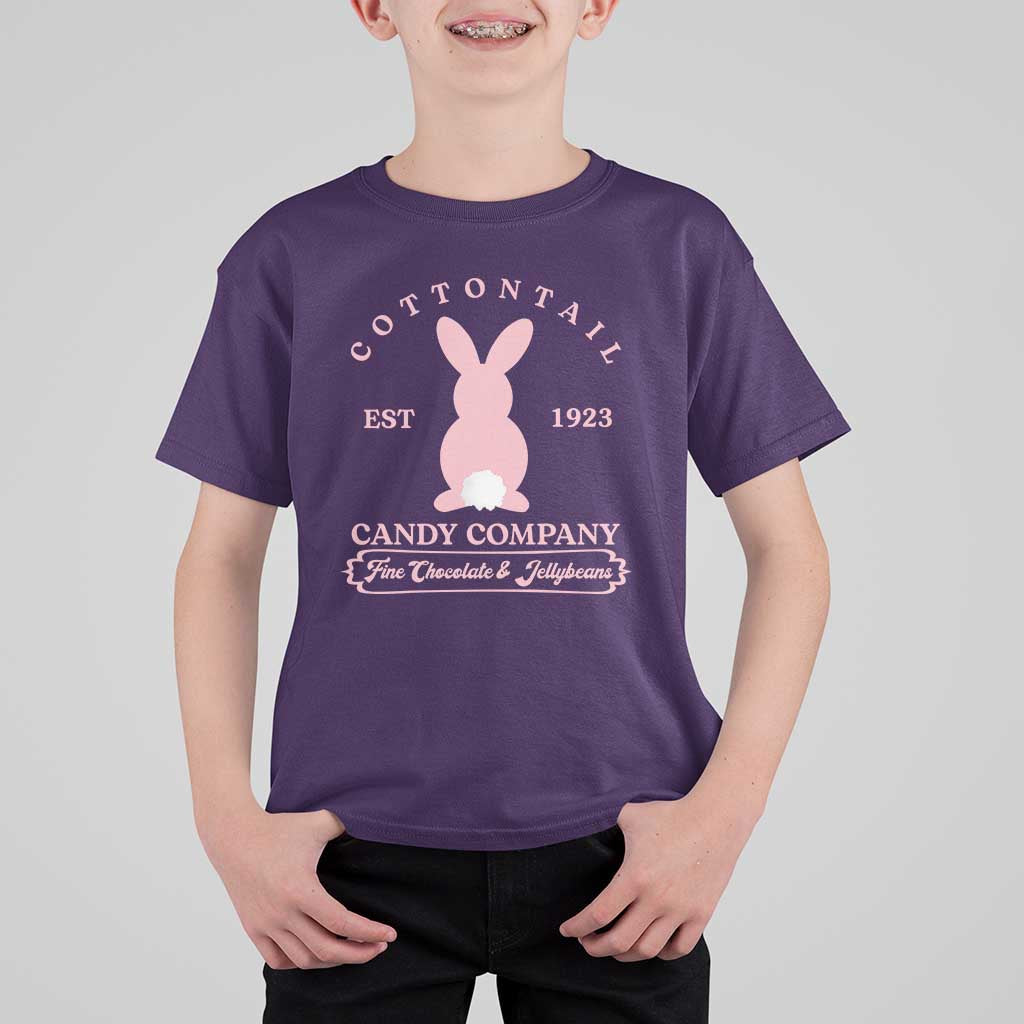Cottontail Candy Company Vintage Easter Bunny T Shirt For Kid Retro Chocolate and Jellybeans Spring Lovers
