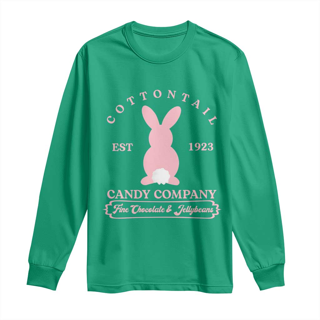 Cottontail Candy Company Vintage Easter Bunny Long Sleeve Shirt Retro Chocolate and Jellybeans Spring Lovers