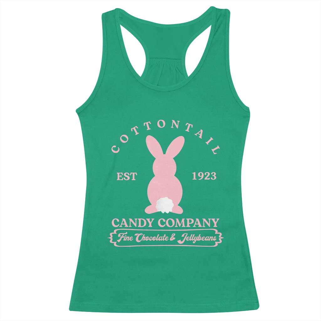Cottontail Candy Company Vintage Easter Bunny Racerback Tank Top Retro Chocolate and Jellybeans Spring Lovers