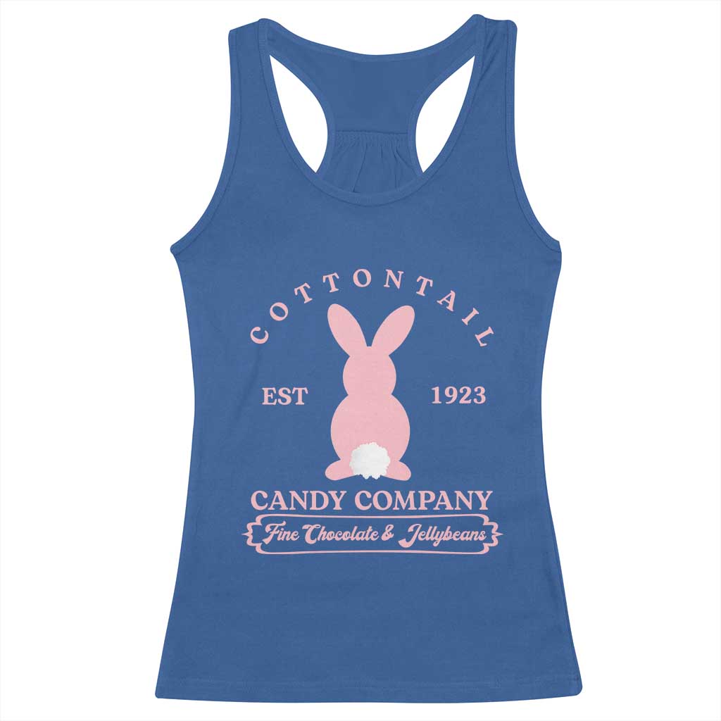 Cottontail Candy Company Vintage Easter Bunny Racerback Tank Top Retro Chocolate and Jellybeans Spring Lovers