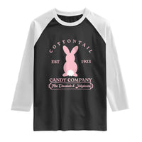 Cottontail Candy Company Vintage Easter Bunny Raglan Shirt Retro Chocolate and Jellybeans Spring Lovers