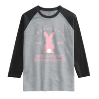 Cottontail Candy Company Vintage Easter Bunny Raglan Shirt Retro Chocolate and Jellybeans Spring Lovers
