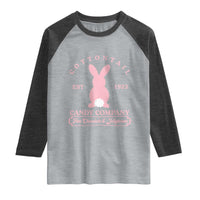 Cottontail Candy Company Vintage Easter Bunny Raglan Shirt Retro Chocolate and Jellybeans Spring Lovers