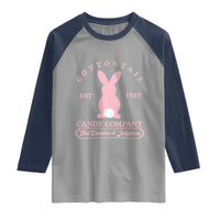 Cottontail Candy Company Vintage Easter Bunny Raglan Shirt Retro Chocolate and Jellybeans Spring Lovers