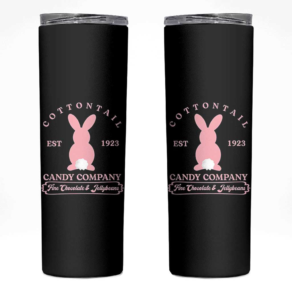 Cottontail Candy Company Vintage Easter Bunny Skinny Tumbler Retro Chocolate and Jellybeans Spring Lovers