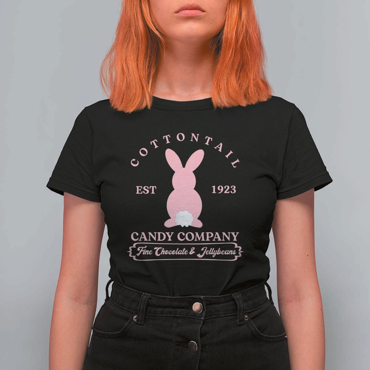 Cottontail Candy Company Vintage Easter Bunny T Shirt For Women Retro Chocolate and Jellybeans Spring Lovers