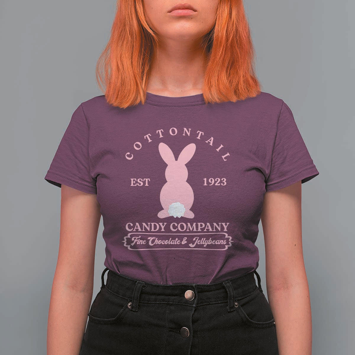 Cottontail Candy Company Vintage Easter Bunny T Shirt For Women Retro Chocolate and Jellybeans Spring Lovers