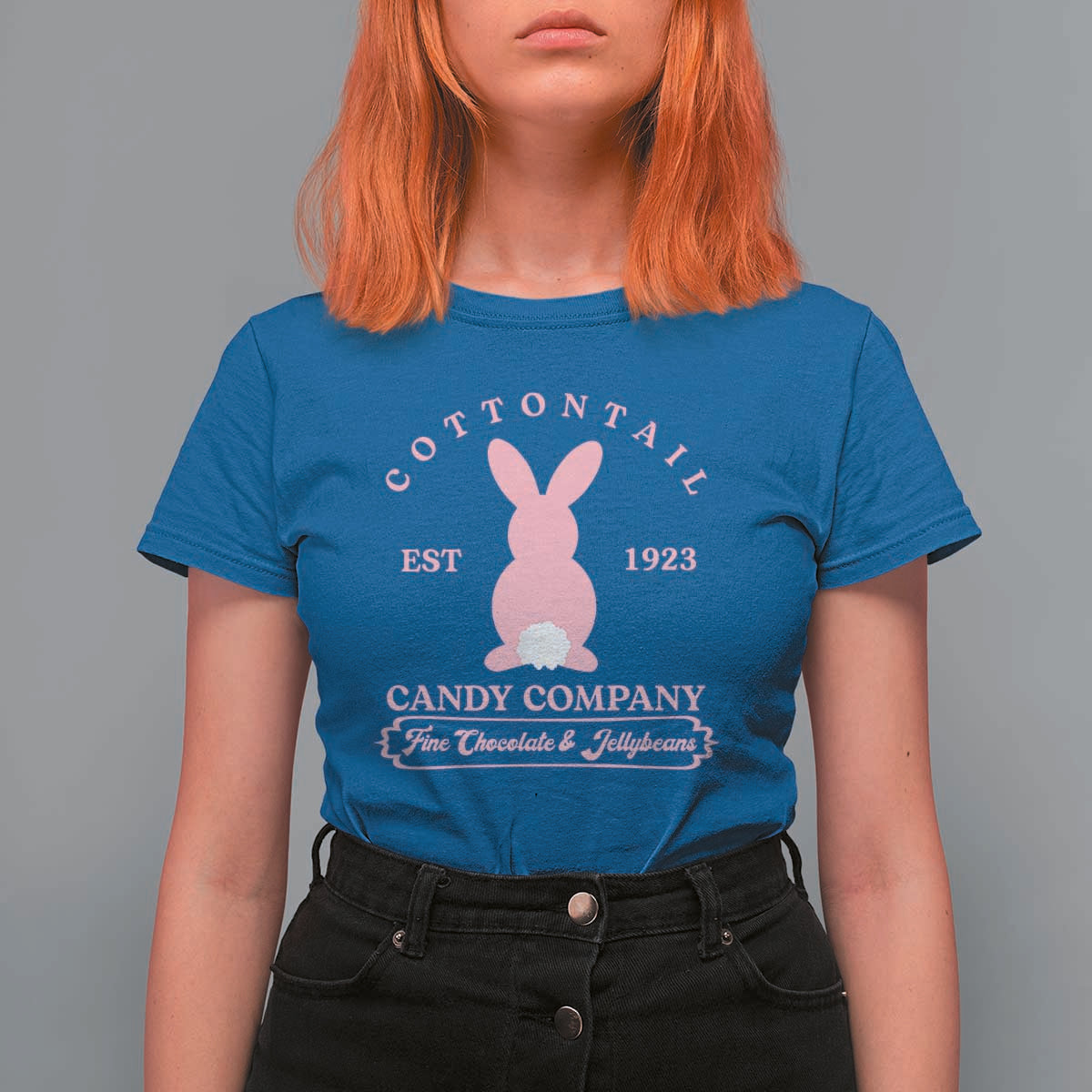 Cottontail Candy Company Vintage Easter Bunny T Shirt For Women Retro Chocolate and Jellybeans Spring Lovers
