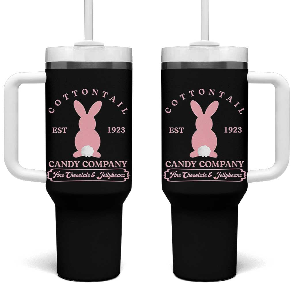 Cottontail Candy Company Vintage Easter Bunny Tumbler With Handle Retro Chocolate and Jellybeans Spring Lovers