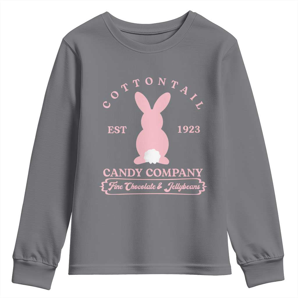 Cottontail Candy Company Vintage Easter Bunny Youth Sweatshirt Retro Chocolate and Jellybeans Spring Lovers