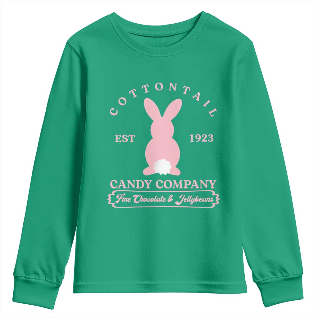 Cottontail Candy Company Vintage Easter Bunny Youth Sweatshirt Retro Chocolate and Jellybeans Spring Lovers