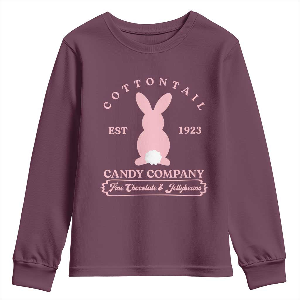 Cottontail Candy Company Vintage Easter Bunny Youth Sweatshirt Retro Chocolate and Jellybeans Spring Lovers