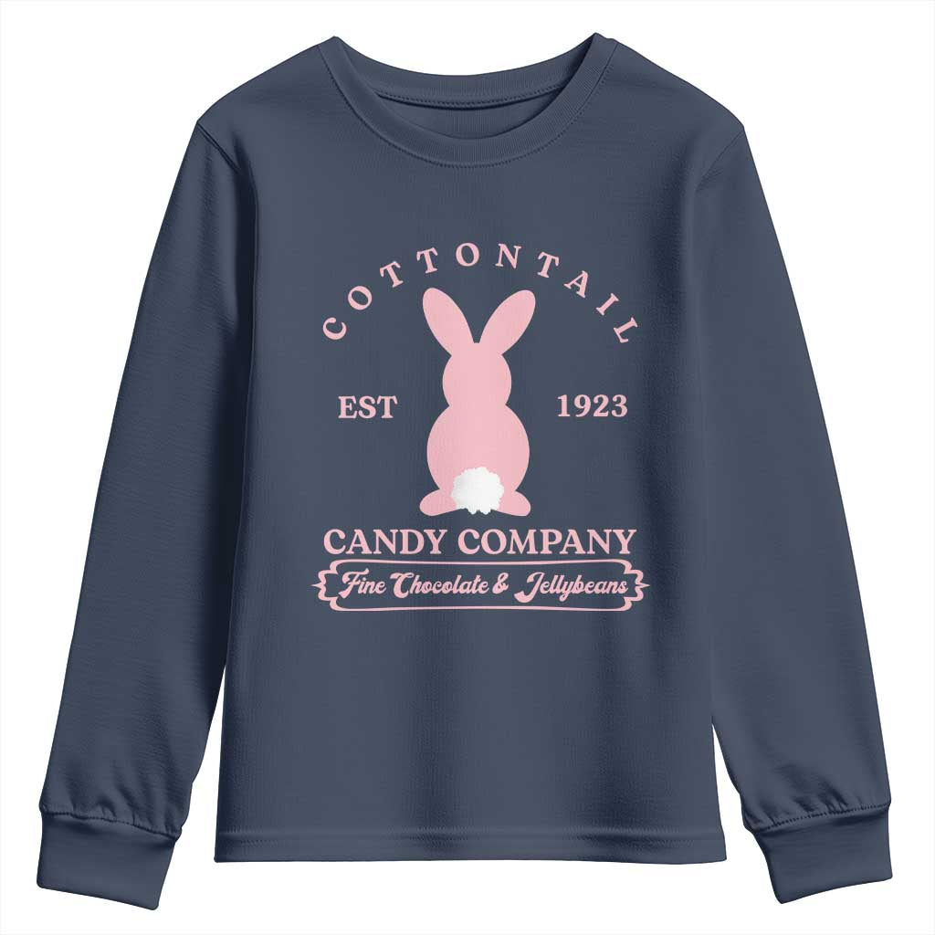 Cottontail Candy Company Vintage Easter Bunny Youth Sweatshirt Retro Chocolate and Jellybeans Spring Lovers