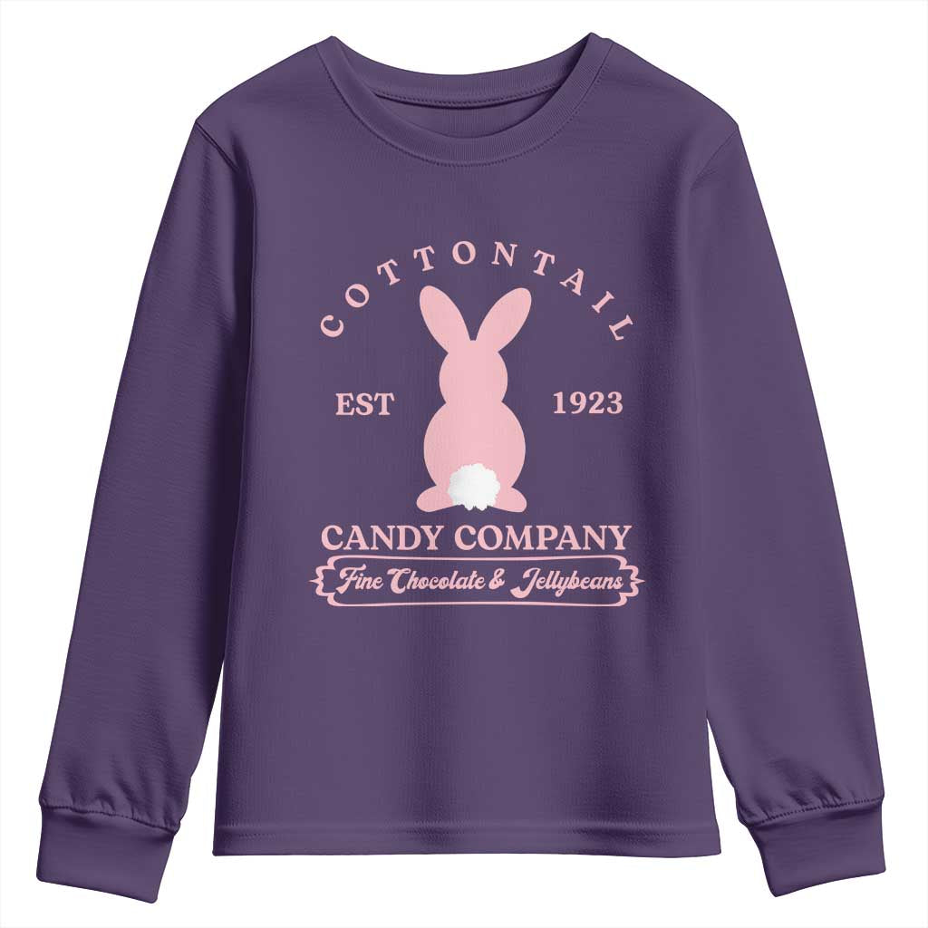 Cottontail Candy Company Vintage Easter Bunny Youth Sweatshirt Retro Chocolate and Jellybeans Spring Lovers