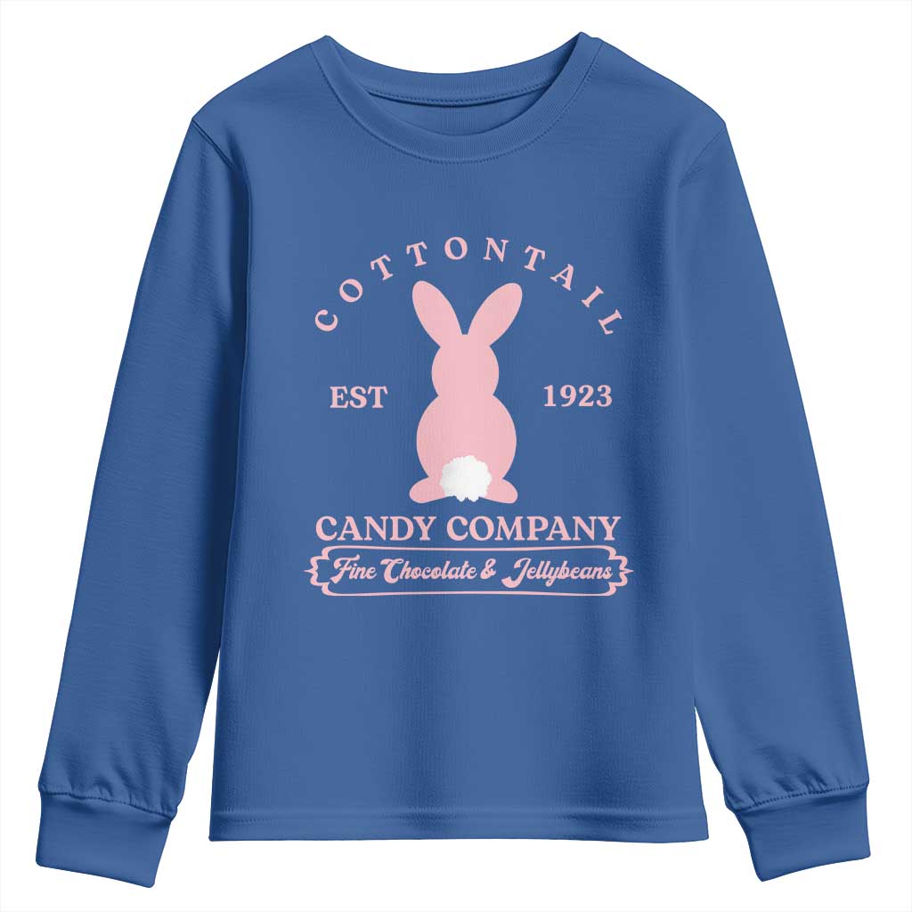 Cottontail Candy Company Vintage Easter Bunny Youth Sweatshirt Retro Chocolate and Jellybeans Spring Lovers