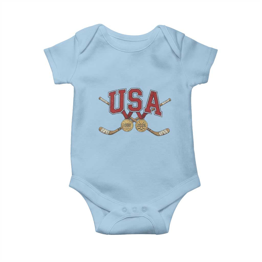 USA Ice Hockey Pride 1980 to 2026 Legacy Baby Onesie Patriotic American Champions