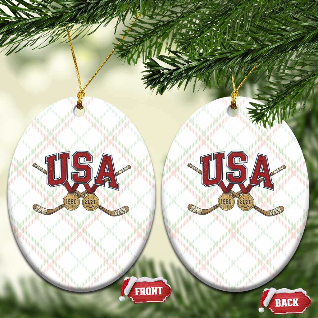 USA Ice Hockey Pride 1980 to 2026 Legacy Ceramic Ornament Patriotic American Champions