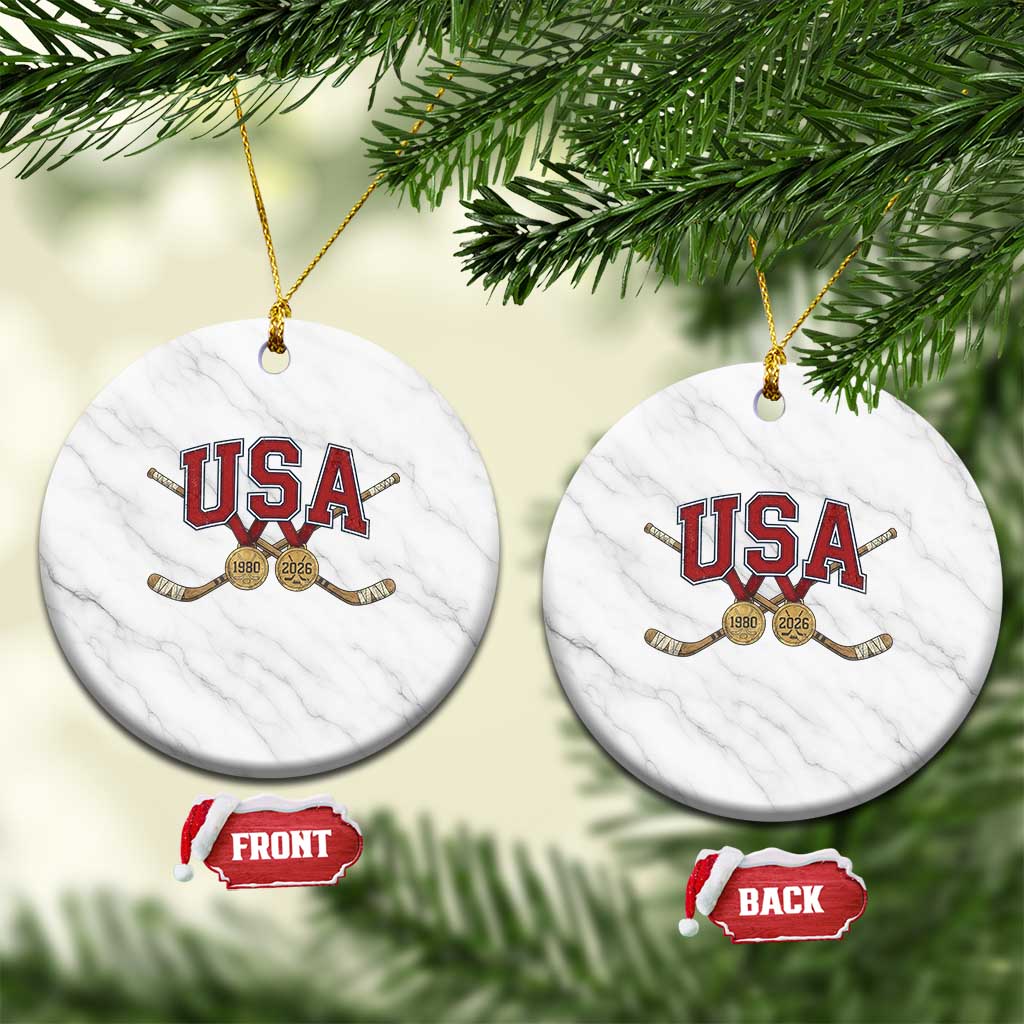USA Ice Hockey Pride 1980 to 2026 Legacy Ceramic Ornament Patriotic American Champions