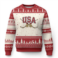 USA Ice Hockey Pride 1980 to 2026 Legacy Ugly Christmas Sweater Patriotic American Champions