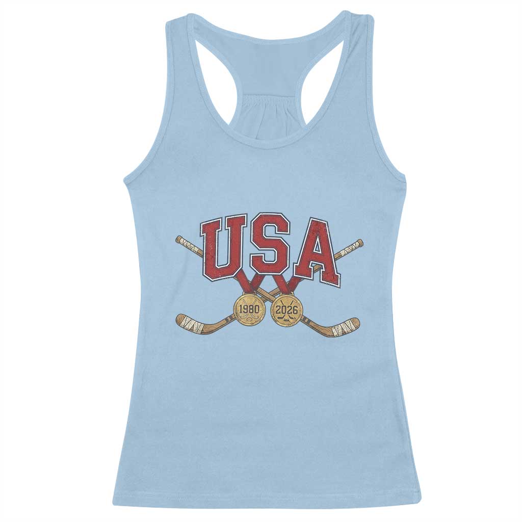 USA Ice Hockey Pride 1980 to 2026 Legacy Racerback Tank Top Patriotic American Champions